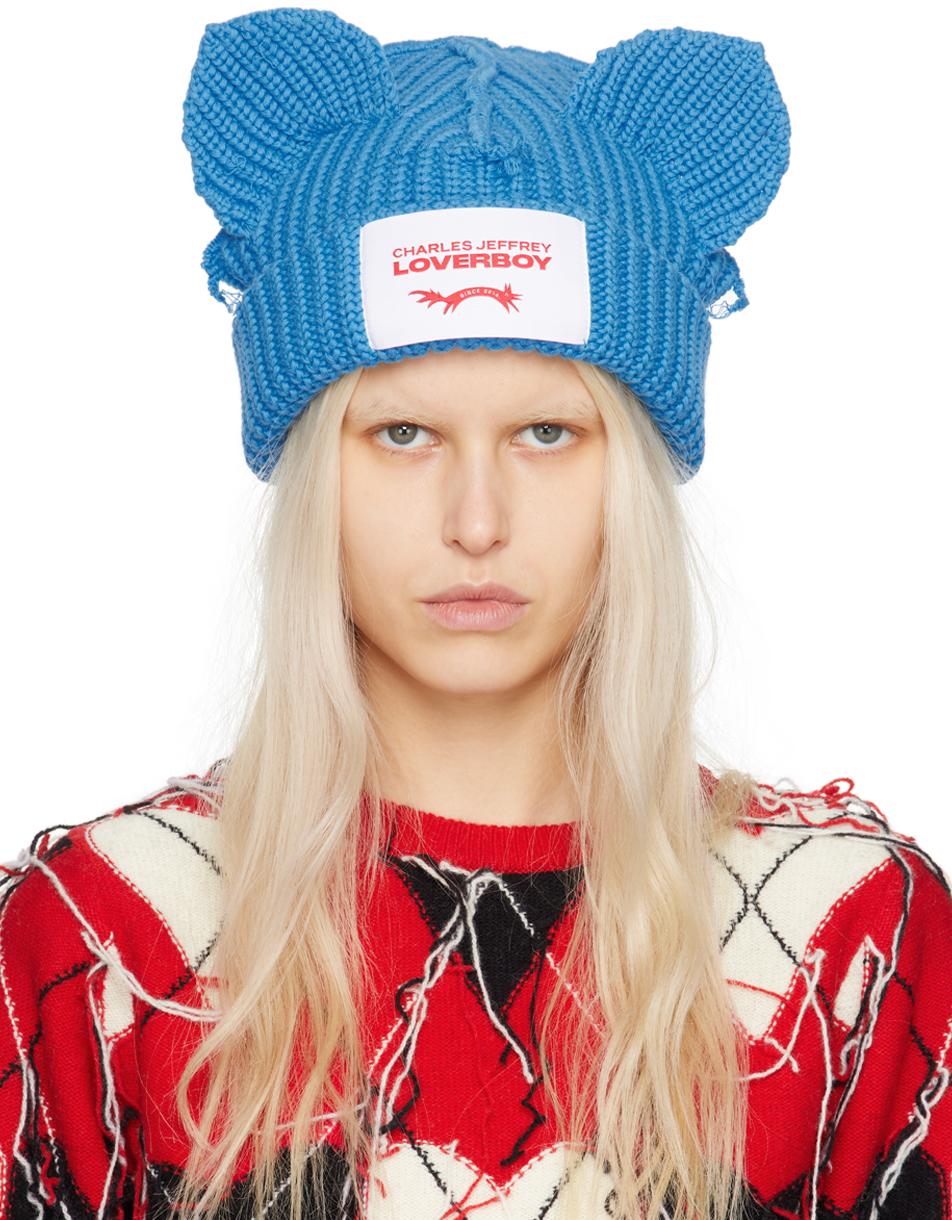 Charles Jeffrey LOVERBOY: Blue Chunky Ears Beanie | SSENSE