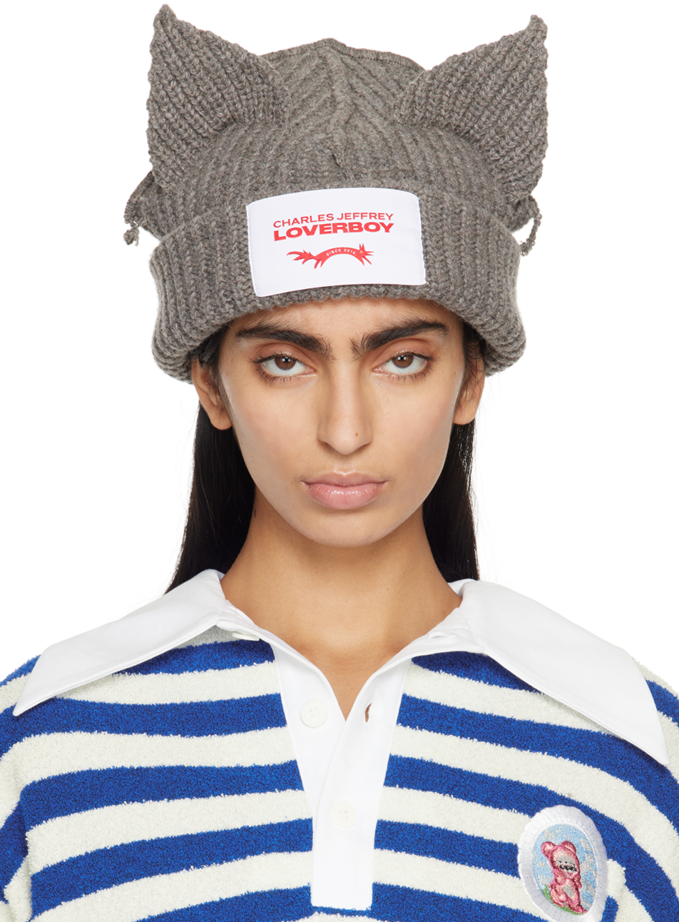 SSENSE Exclusive Gray Chunky Ears Beanie by Charles Jeffrey 
