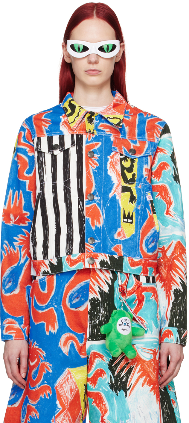 Charles Jeffrey Loverboy Multicolor Art Denim Jacket In Heraldry Denim