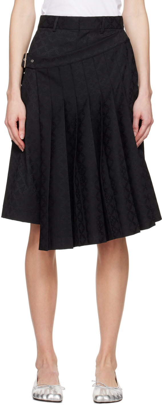 Black Jacquard Midi Skort by Charles Jeffrey LOVERBOY on Sale