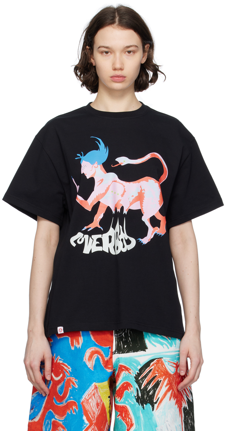 Charles Jeffrey Loverboy Black Graphic T-shirt In Black Snake Witch