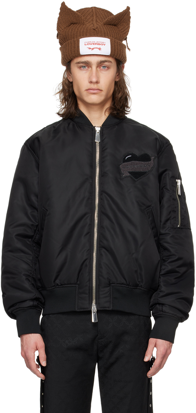 Black Varsity Bomber Jacket