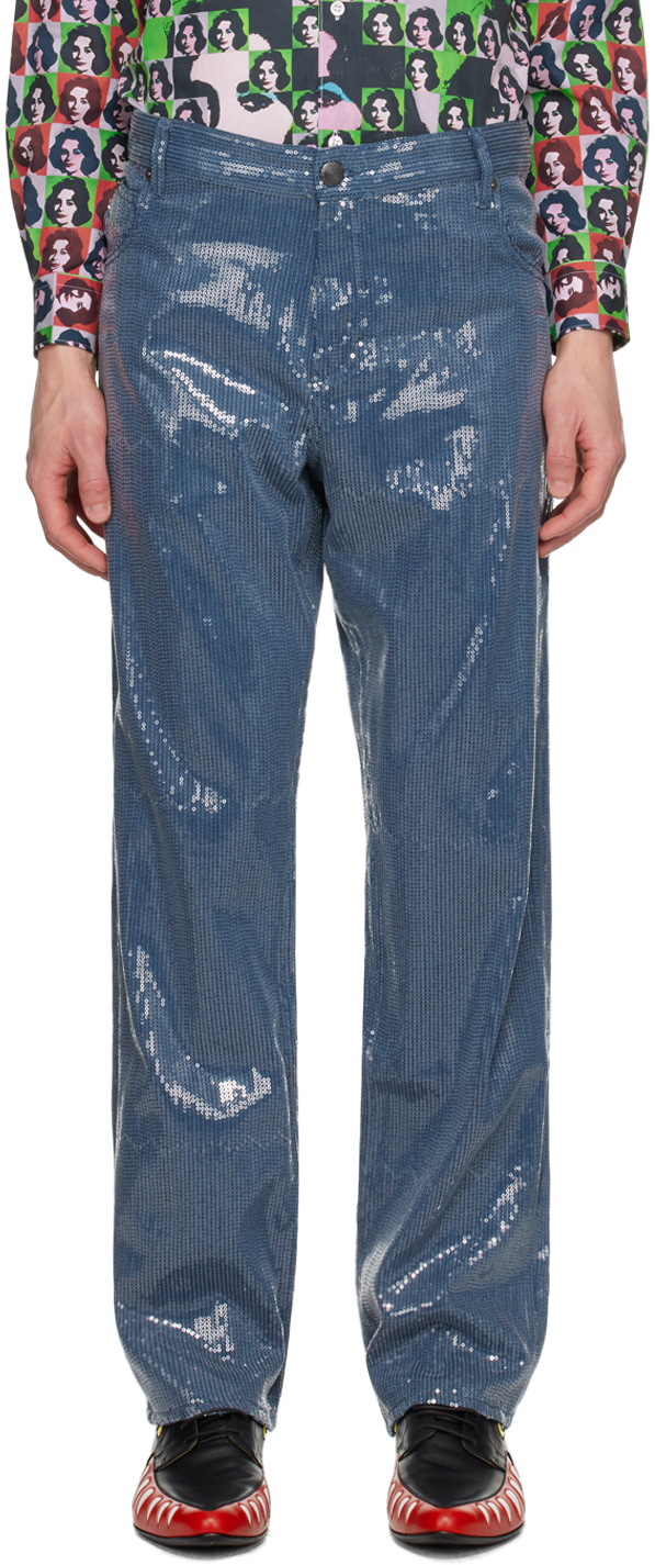 Charles Jeffrey Loverboy Blue Art Denim Jeans In Seqdnm