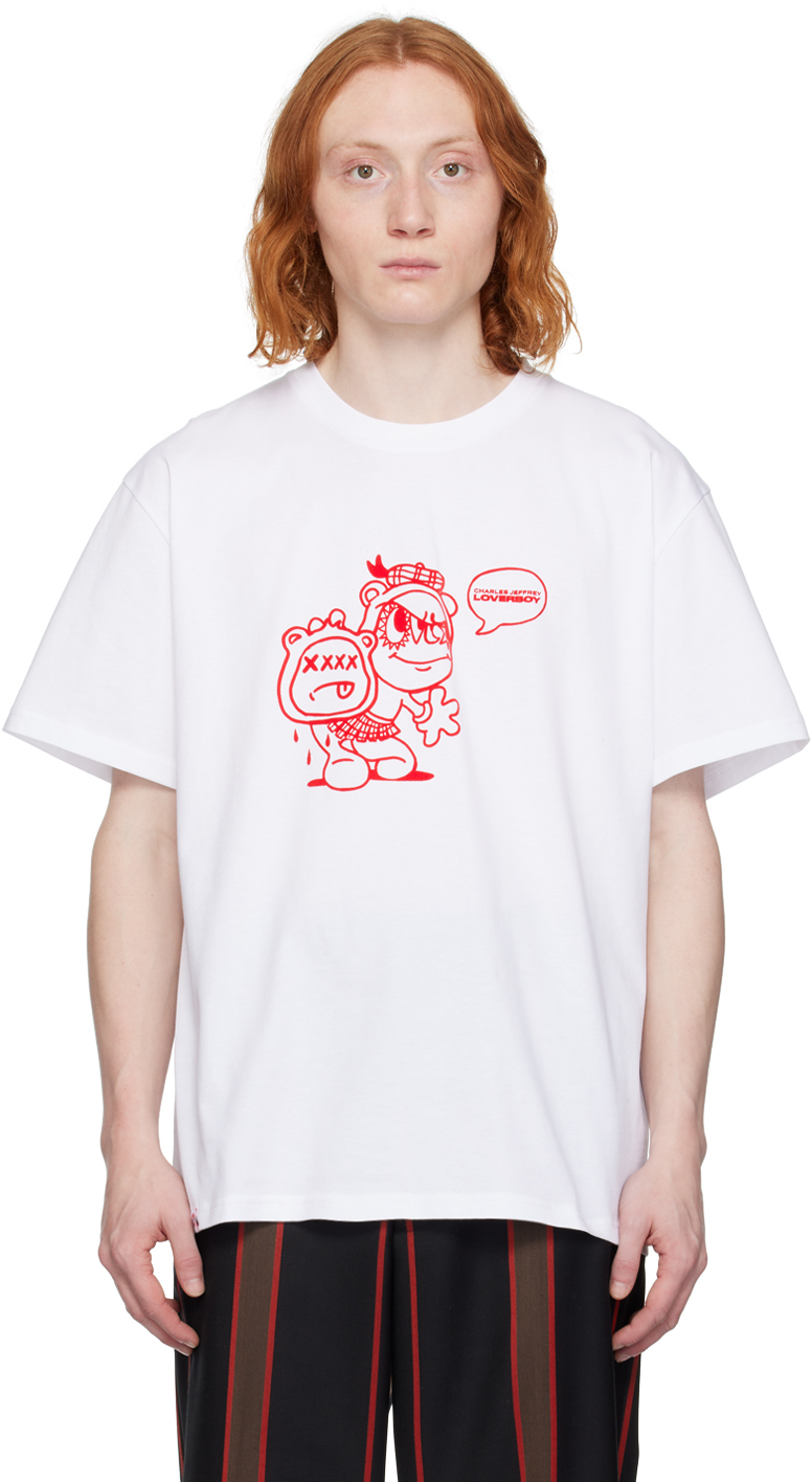 Charles Jeffrey LOVERBOY: White 90's T-Shirt | SSENSE