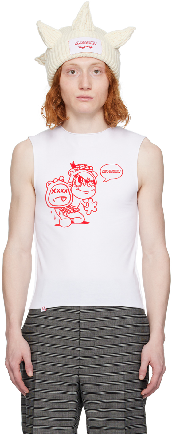 White 90's Tank Top by Charles Jeffrey LOVERBOY on Sale