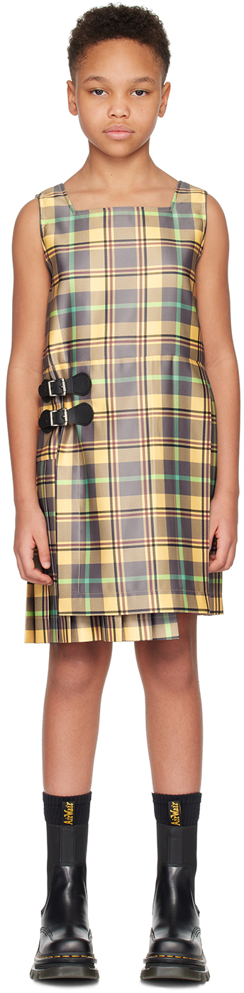 Charles Jeffrey Loverboy Kids Yellow Kilt Dress In Tartan