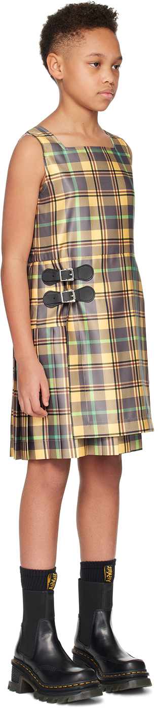 Charles Jeffrey Loverboy Kids Yellow Kilt Dress In Tartan