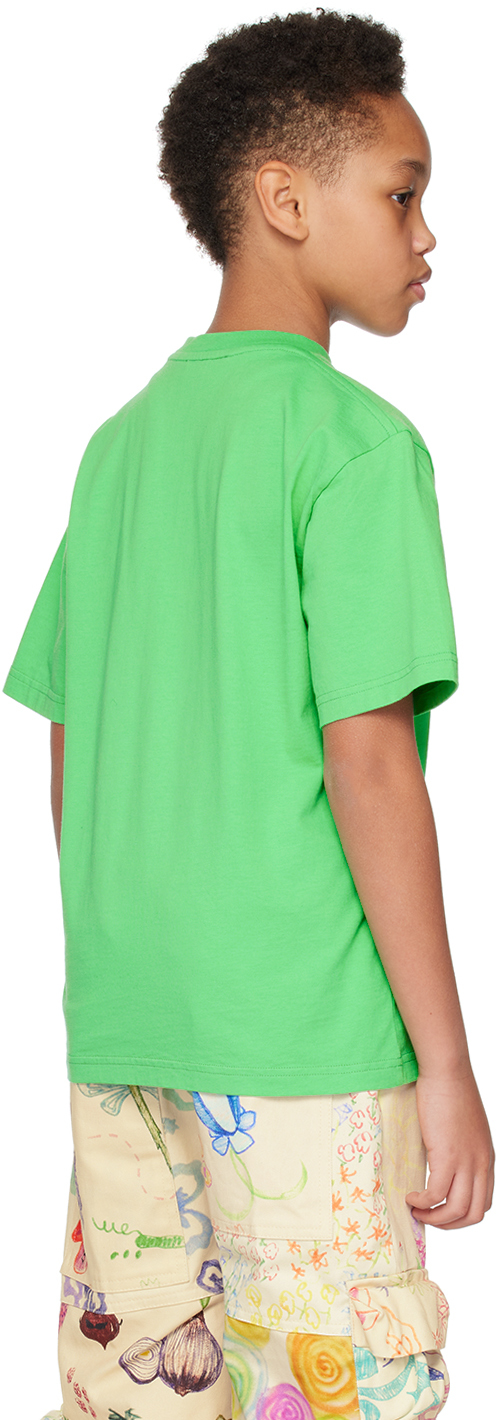 Charles Jeffrey Loverboy Kids Green Printed T-shirt In Green Bunny