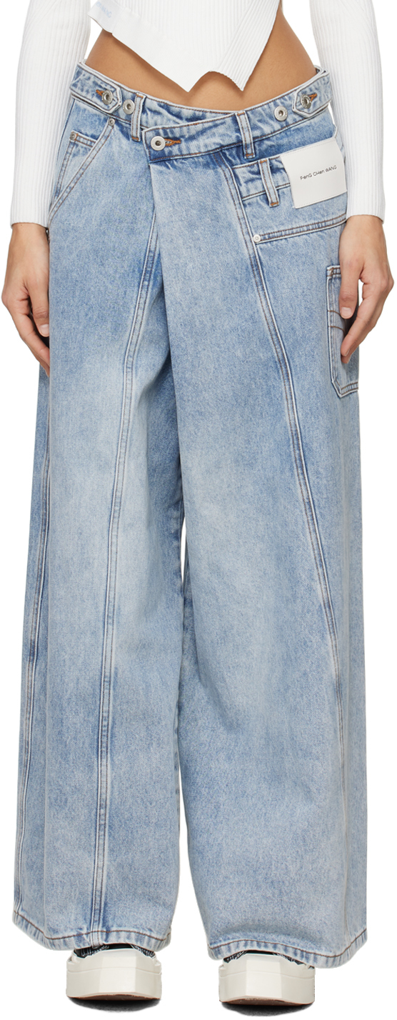 Feng Chen Wang: Blue Asymmetric Jeans | SSENSE