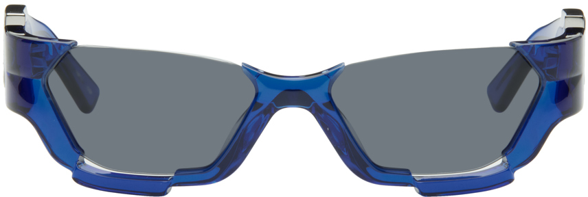 Shop Feng Chen Wang Ssense Exclusive Blue Deconstructed Sunglasses In Blue Crystal