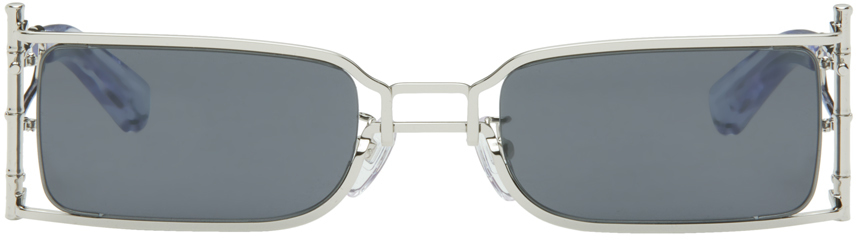 Shop Feng Chen Wang Ssense Exclusive Silver Bamboo Sunglasses In Brushed Silver
