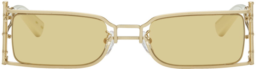 Shop Feng Chen Wang Ssense Exclusive Gold Bamboo Sunglasses In Brushed Gold