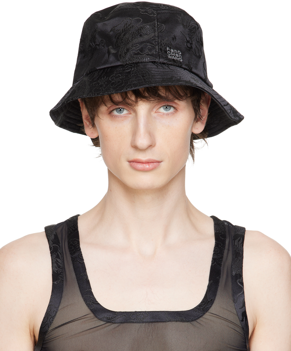 Black Jacquard Bucket Hat