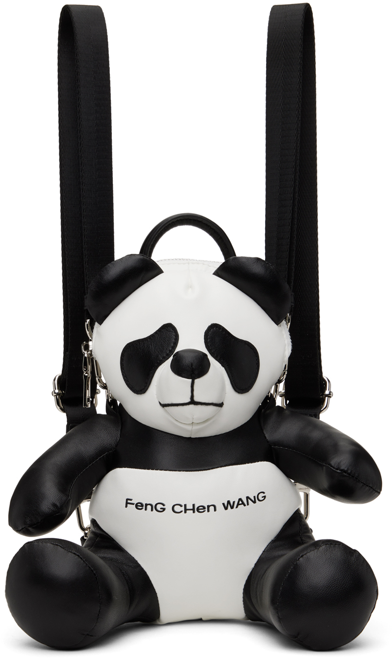Shop Feng Chen Wang Black & White Panda Backpack In Black/white