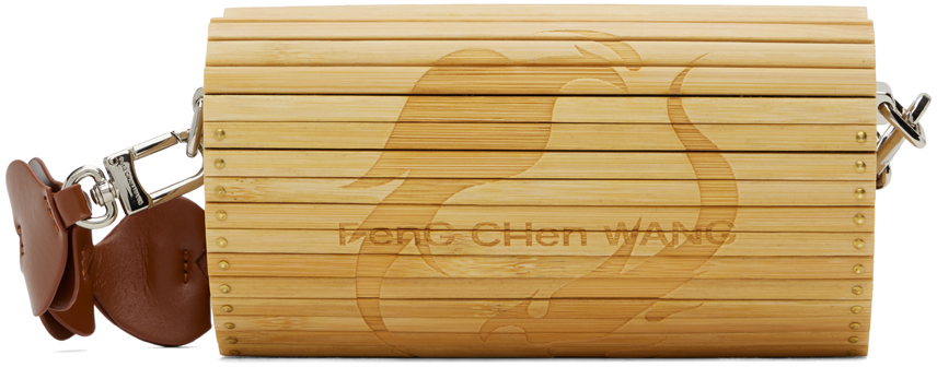Feng Chen Wang Beige Heart Shaped Bamboo Bag In Brown