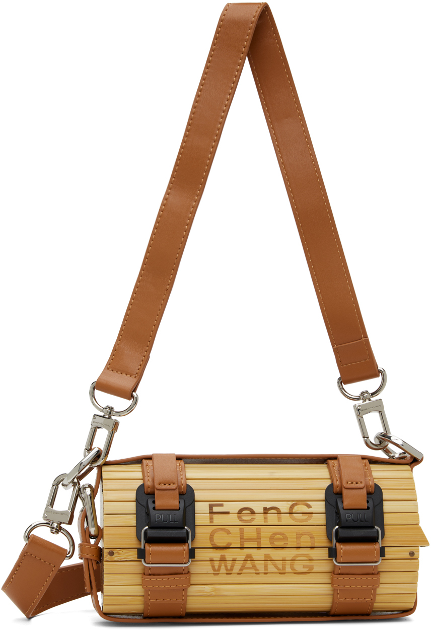 Feng Chen Wang Beige & Tan Strap Small Bamboo Bag In Brown