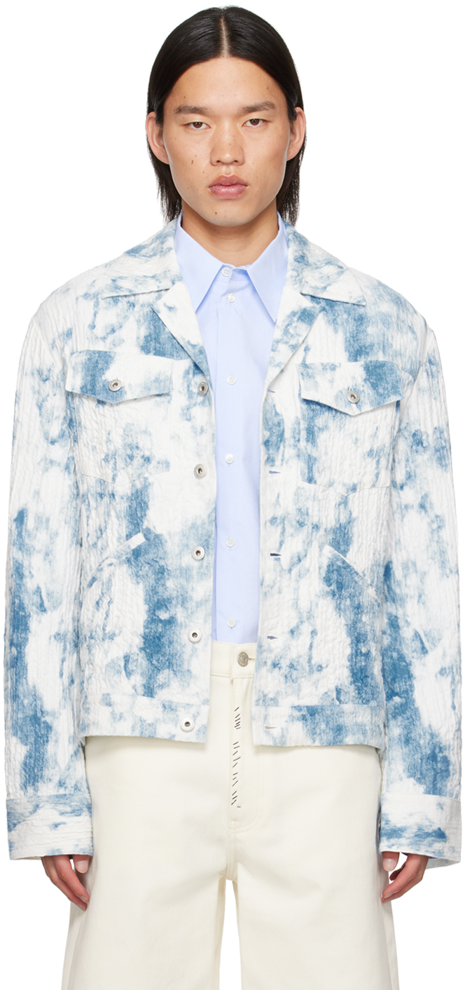 Blue & White Printed Jacket