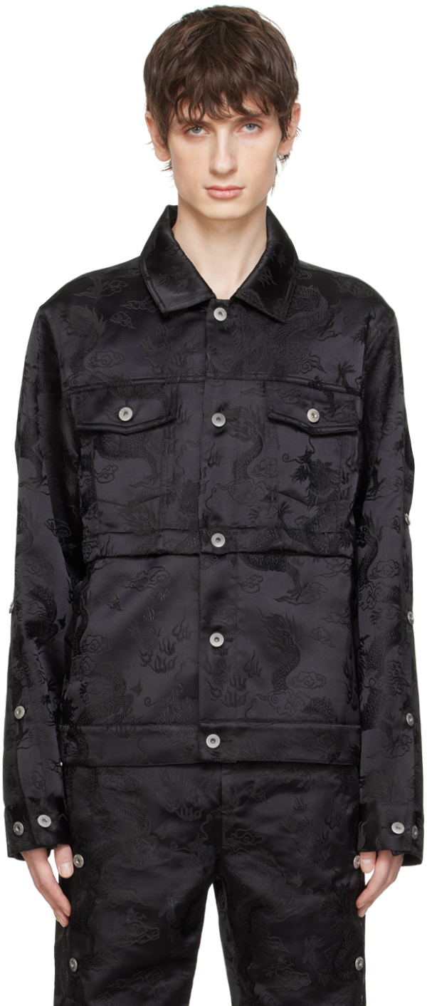 Black Dragon Jacquard Convertible Jacket