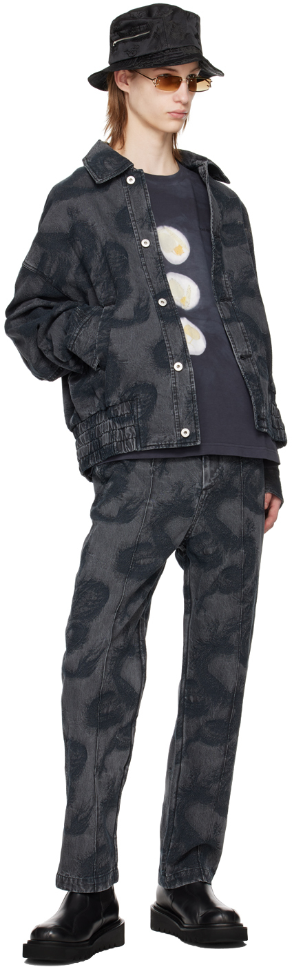 Feng Chen Wang Black Dragon Jeans In Black