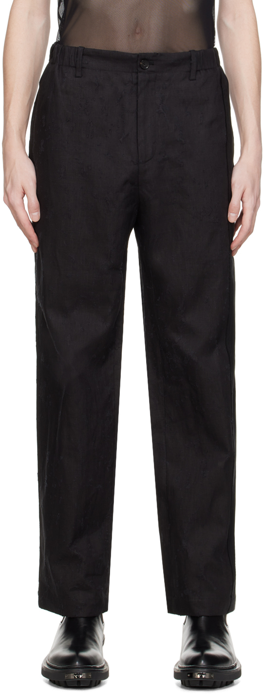 Black Raw Edge Trousers