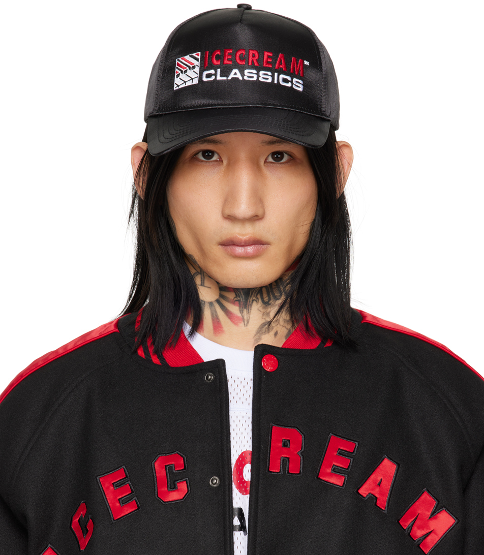 Icecream Mens Black Brand-embroidered Satin Trucker Cap