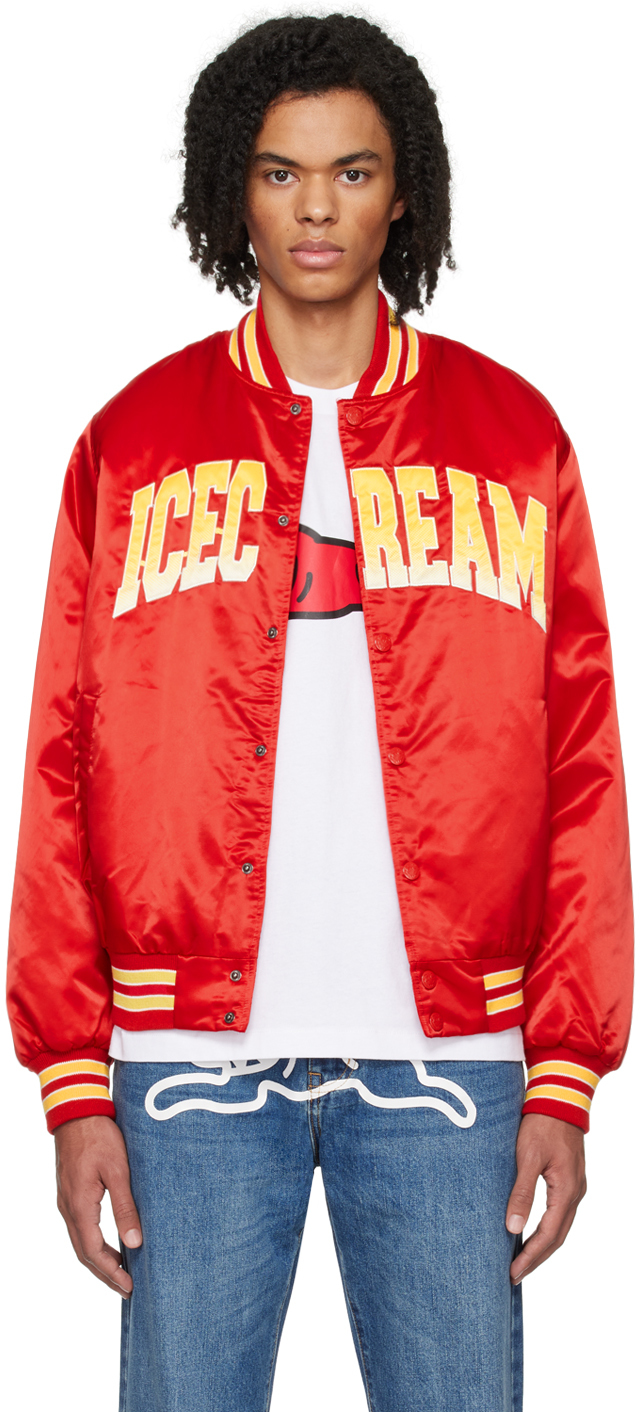 Shop Icecream Red Embroidered Bomber Jacket
