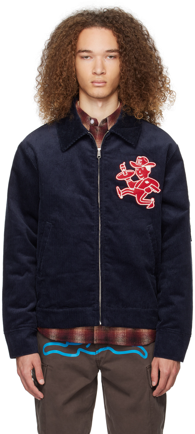 Icecream Mens Navy Work Brand-embellished Boxy-fit Woven Jacket