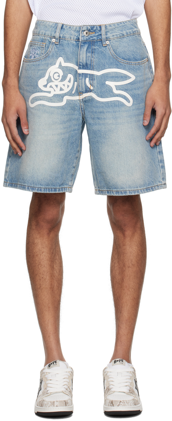 ICECREAM Blue Running Dog Denim Shorts SSENSE