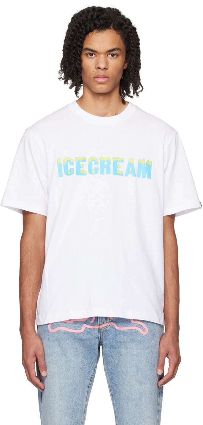 Icecream Mens White Drippy Graphic-print Cotton-jersey T-shirt