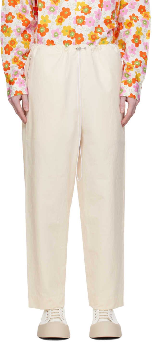 Shop Camiel Fortgens White Simple Trousers