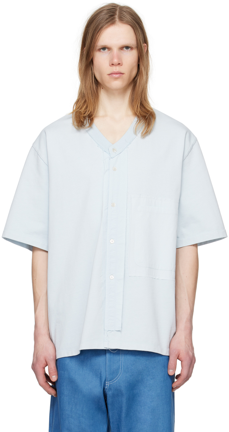 Camiel Fortgens Blue Buttoned T-shirt In Light Blue