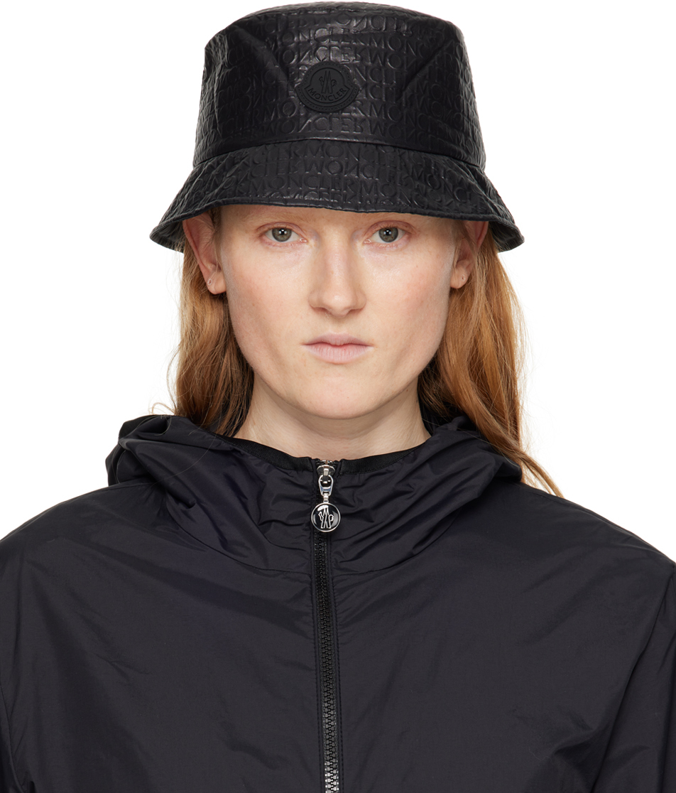 Shop Moncler Black Embossed Bucket Hat In 999 Black