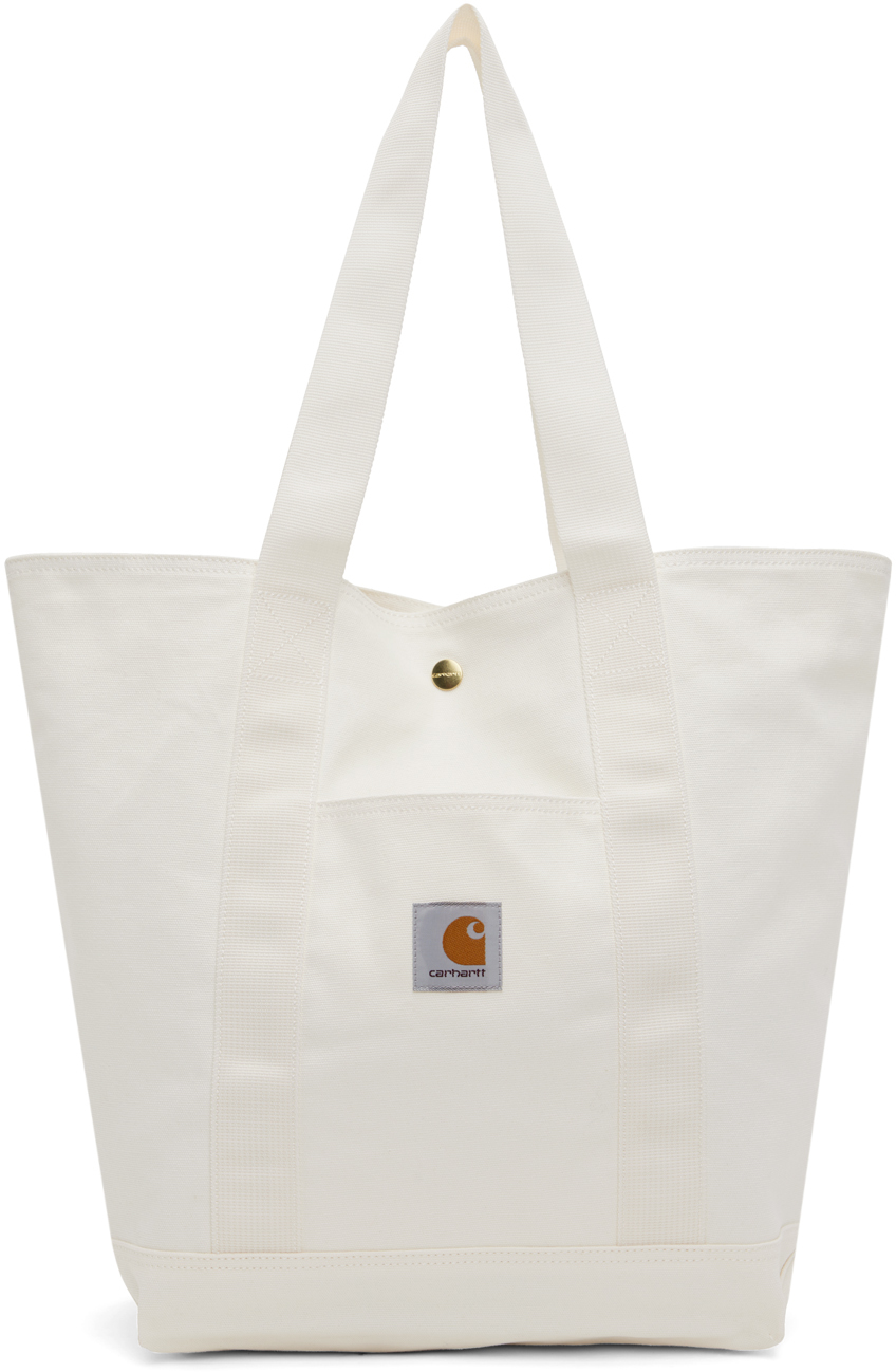 Shop Carhartt White Canvas Tote In Wax Rinsed