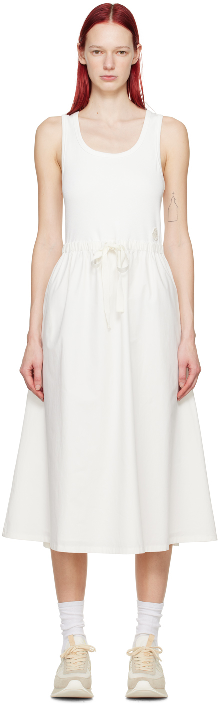 White Paneled Midi Dress