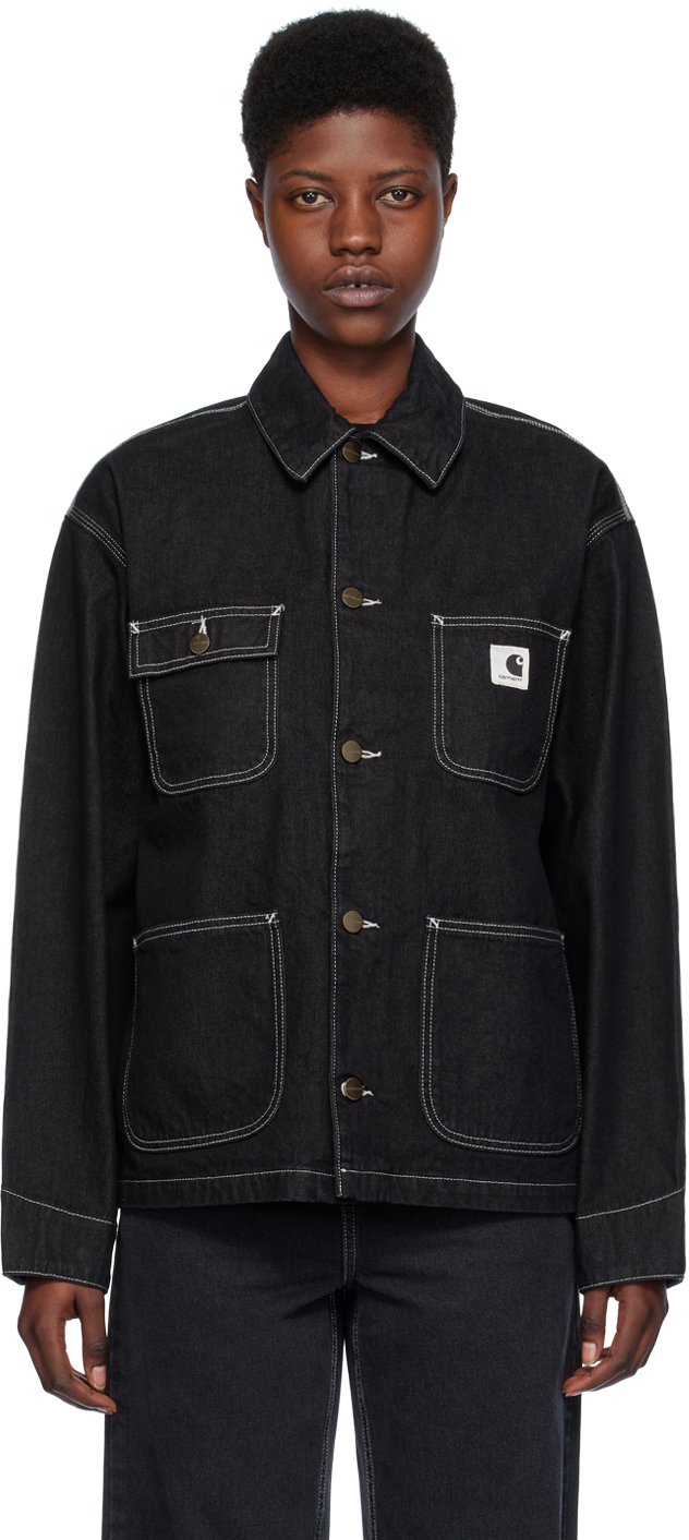 Shop Carhartt Black Og Michigan Denim Jacket In Black One Wash