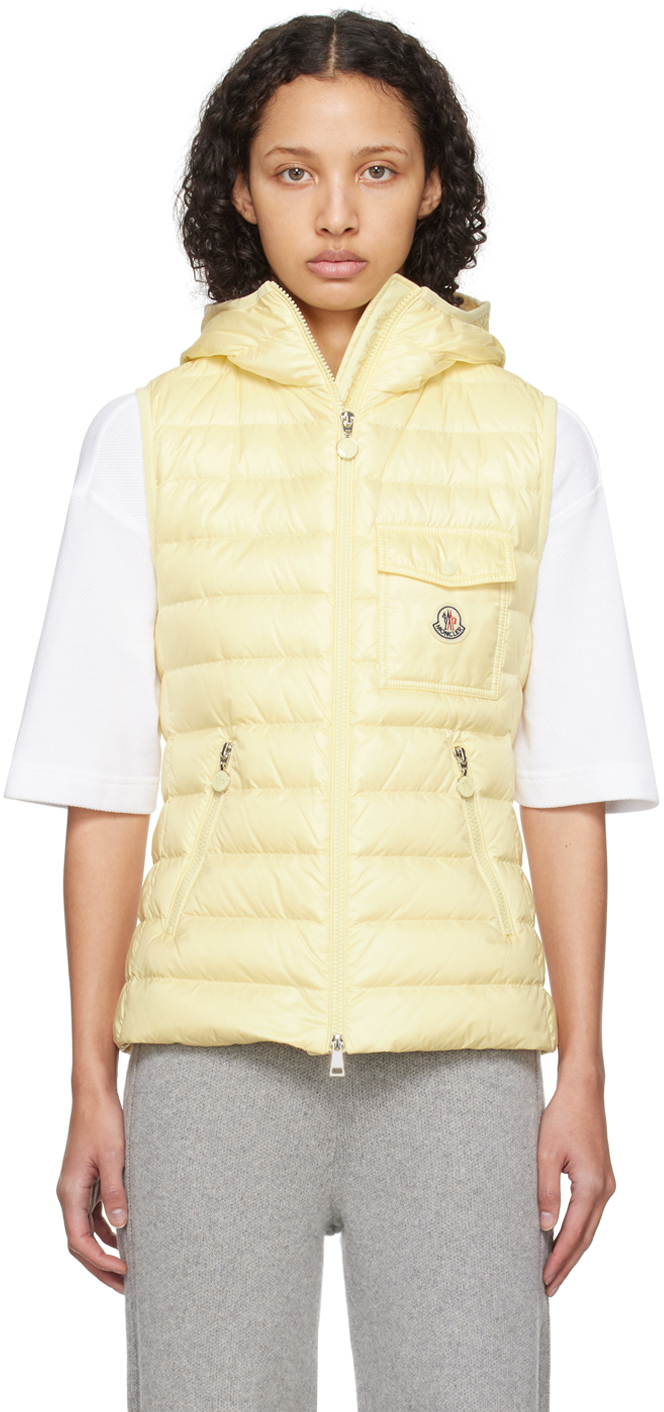 Shop Moncler Yellow Glygos Down Vest In 10w Yellow
