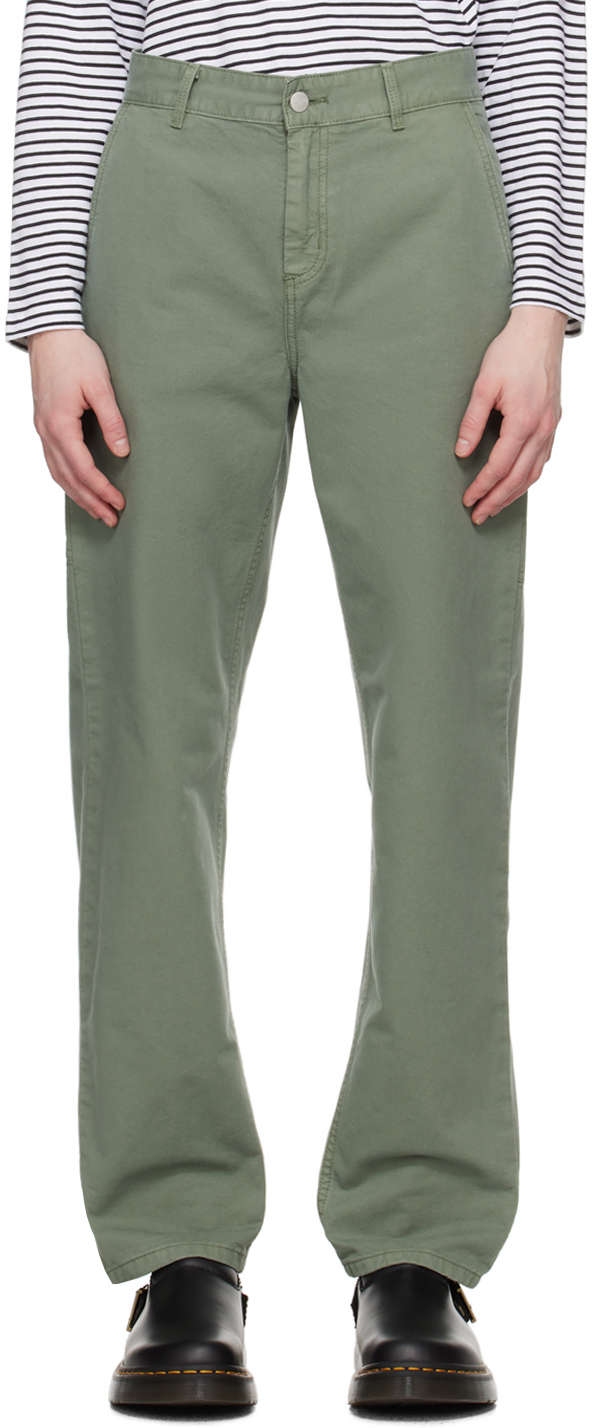 Carhartt Green Pierce Trousers In Park Garment Dyed