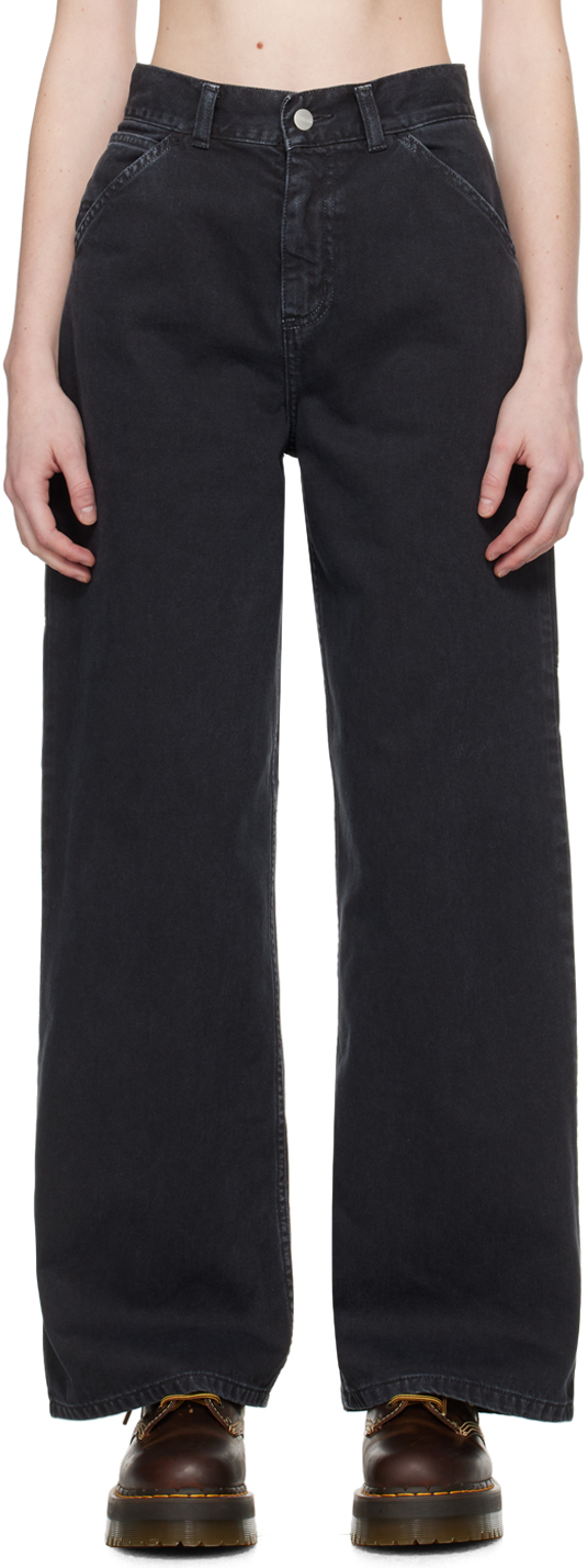 Carhartt Black Jens Trousers In Black Stone Dyed