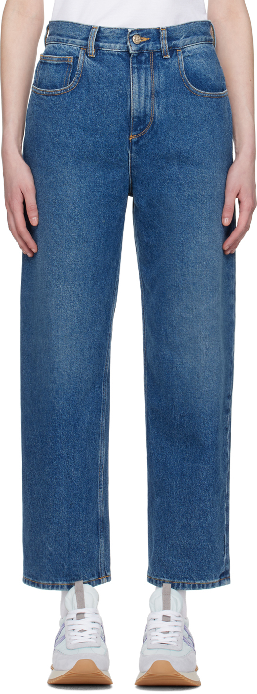 Moncler Indigo Five-pocket Jeans In 778 Dark Navy Denim