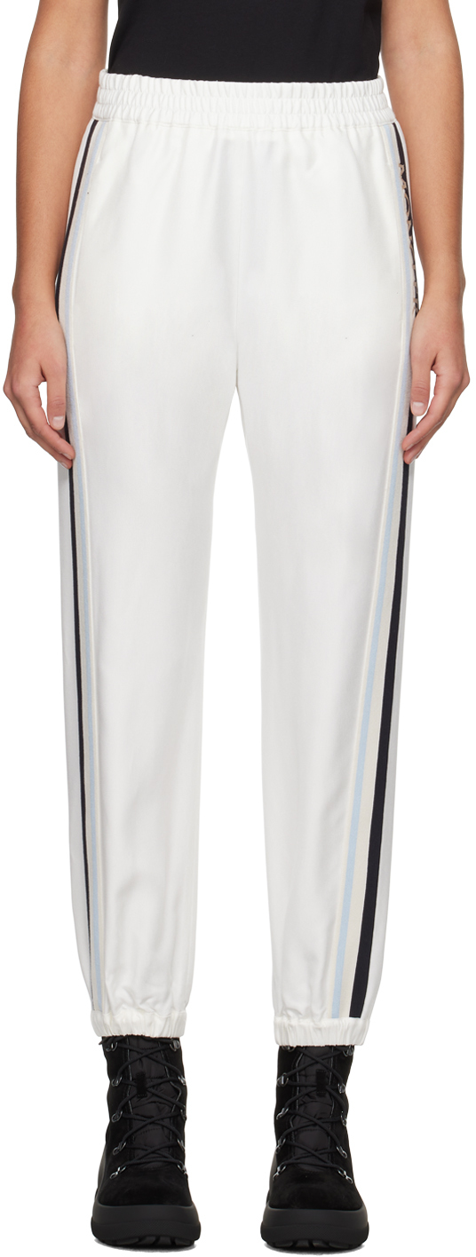 Moncler White Side Stripe Lounge Trousers In 34 White