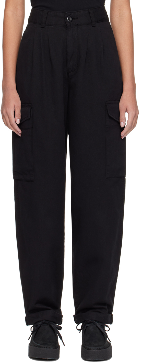 Shop Carhartt Black Collins Trousers In Black Garment Dyed