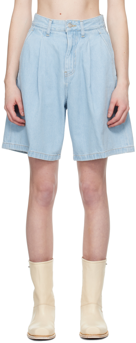 Shop Carhartt Blue Alta Denim Shorts In Blue Stone Bleached