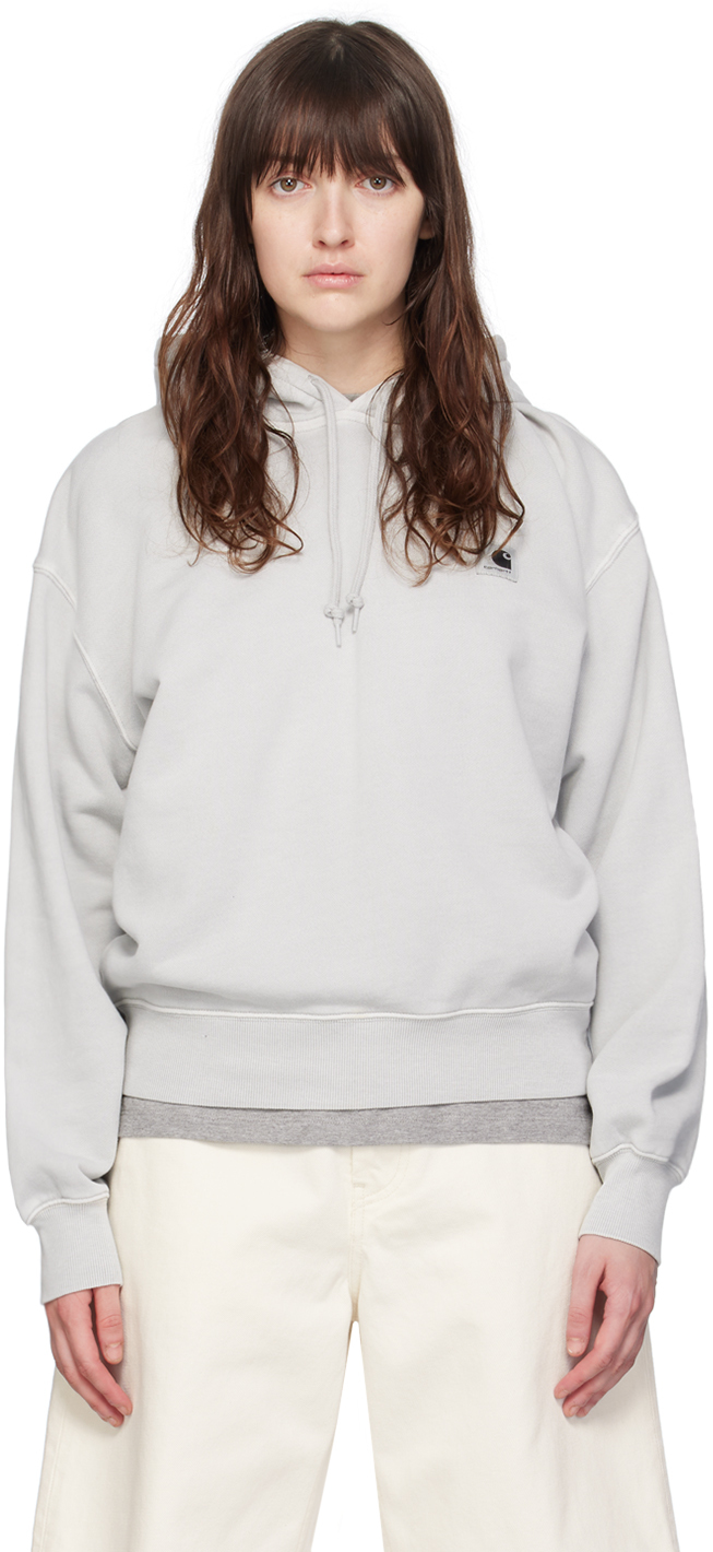 Shop Carhartt Gray Nelson Hoodie In Sonic Silver