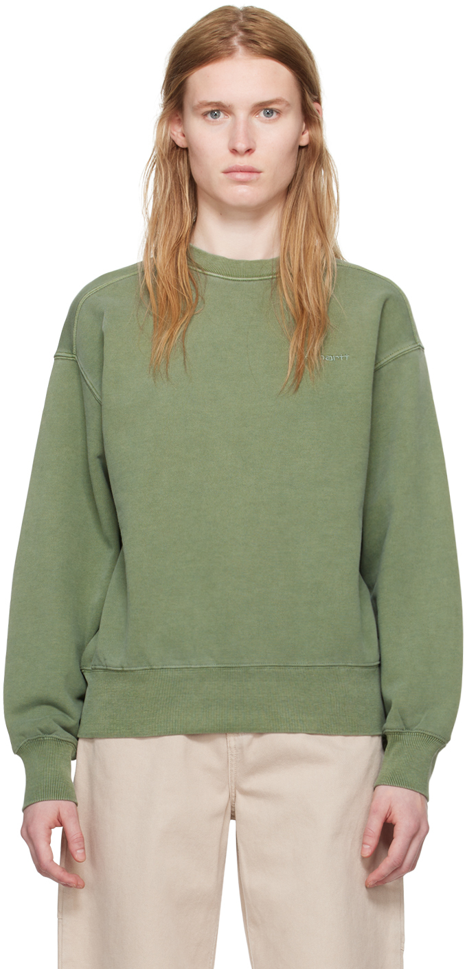 Carhartt Green Duster Script Sweatshirt In Park Garment Dyed