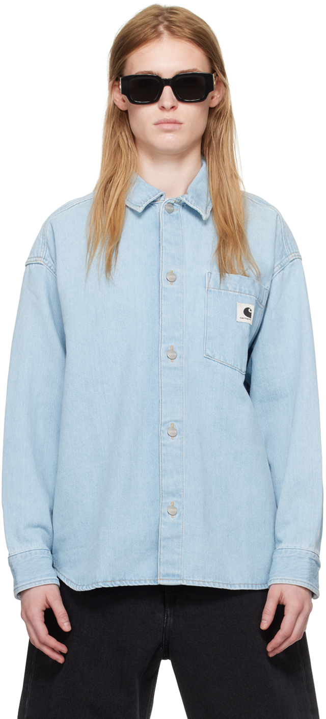 Shop Carhartt Blue Alta Denim Shirt In Blue Stone Bleached