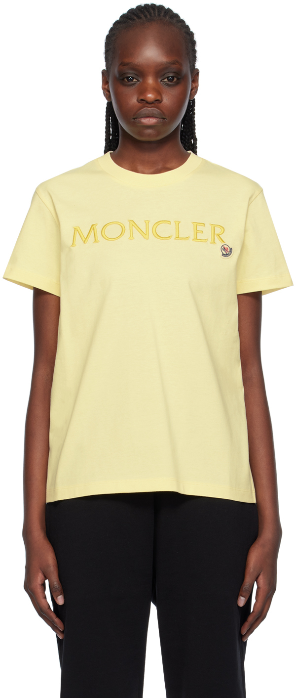 Moncler Yellow Embroidered T-shirt In 10w Yellow