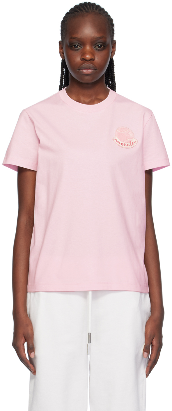 Moncler Pink Patch T-shirt In 50b Rose - Pink