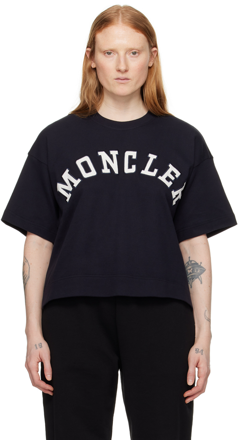 Shop Moncler Navy Maglia T-shirt In 778 Black