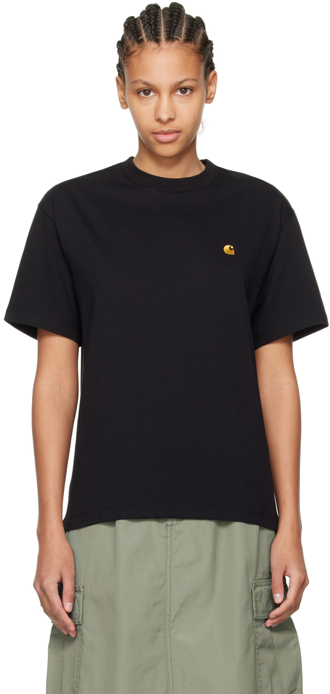 Shop Carhartt Black Chase T-shirt In Black / Gold