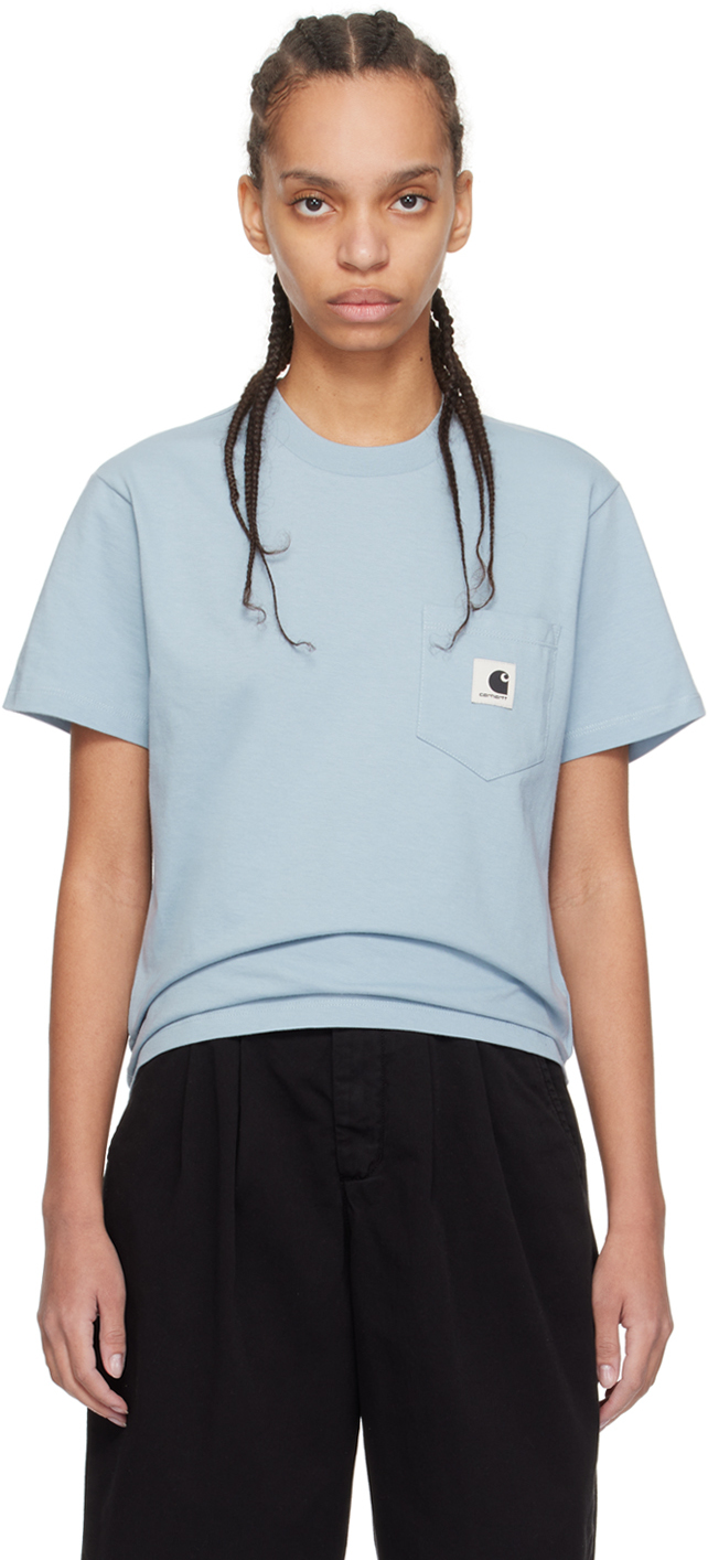 Shop Carhartt Blue Pocket T-shirt In Frosted Blue